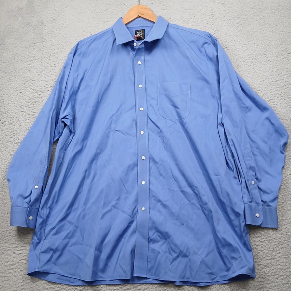 Jos‎ A Bank Traveler Dress Shirt Men's 18.5 35 Blue 100% Cotton Wrinkle Free - Picture 2 of 8